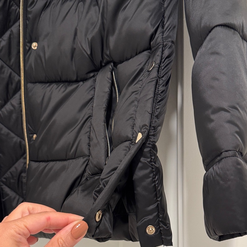 Mango Puffer Black Jacket with Hood size S - Picture 6 of 10